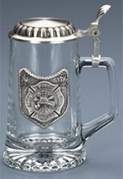 Fire Department Fire Fighter Glass Beer Stein